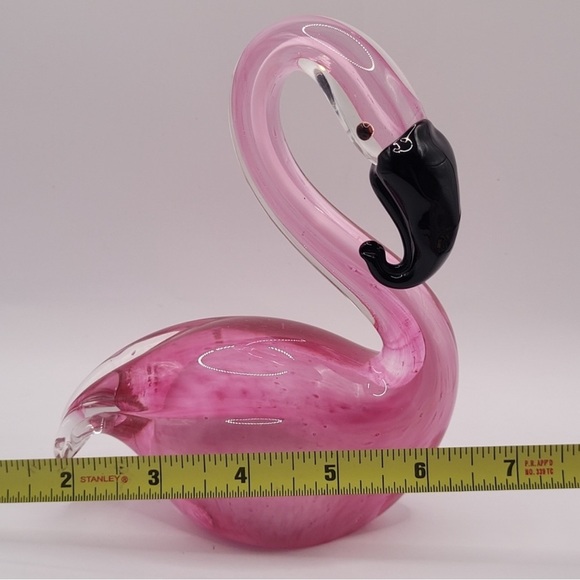Elegant Pink Glass Flamingo Sculpture - Picture 7 of 7